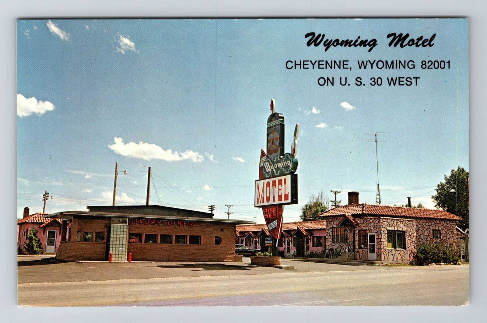 Cheyenne Wy-Wyoming Motel Diner Antique Vintage Souvenir Postcard