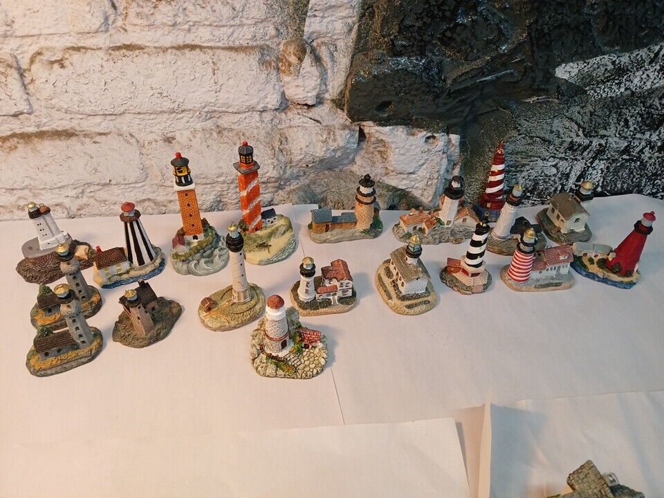 Lot of 19 Miniature Lighthouses Nautical Decorative Display 