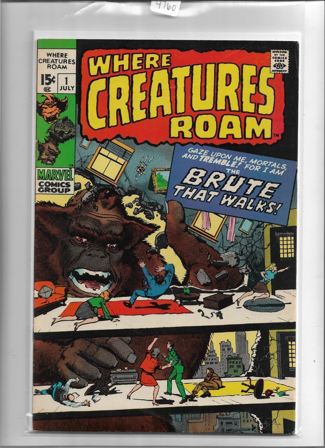 WHERE CREATURES ROAM #1 1970 VERY FINE+ 8.5 4760 cover tanning