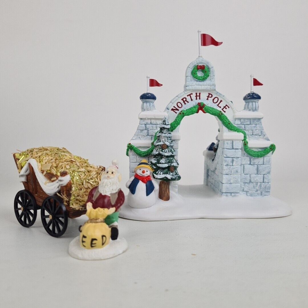 🚨 Department 56 North Pole Gate 5632-4 Christmas Building + Figures Retired 