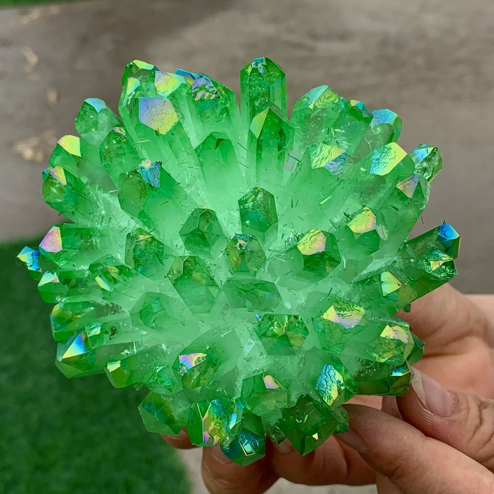 1.29LB New Find green PhantomQuartz Crystal Cluster MineralSpecimen