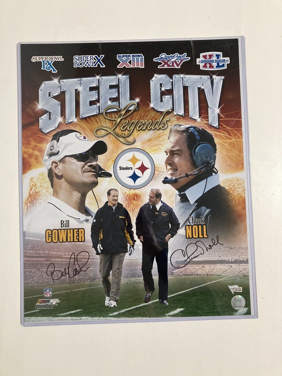 Chuck Noll Bill Cowher Signed 16x20 Photo Steelers Steel City Legends