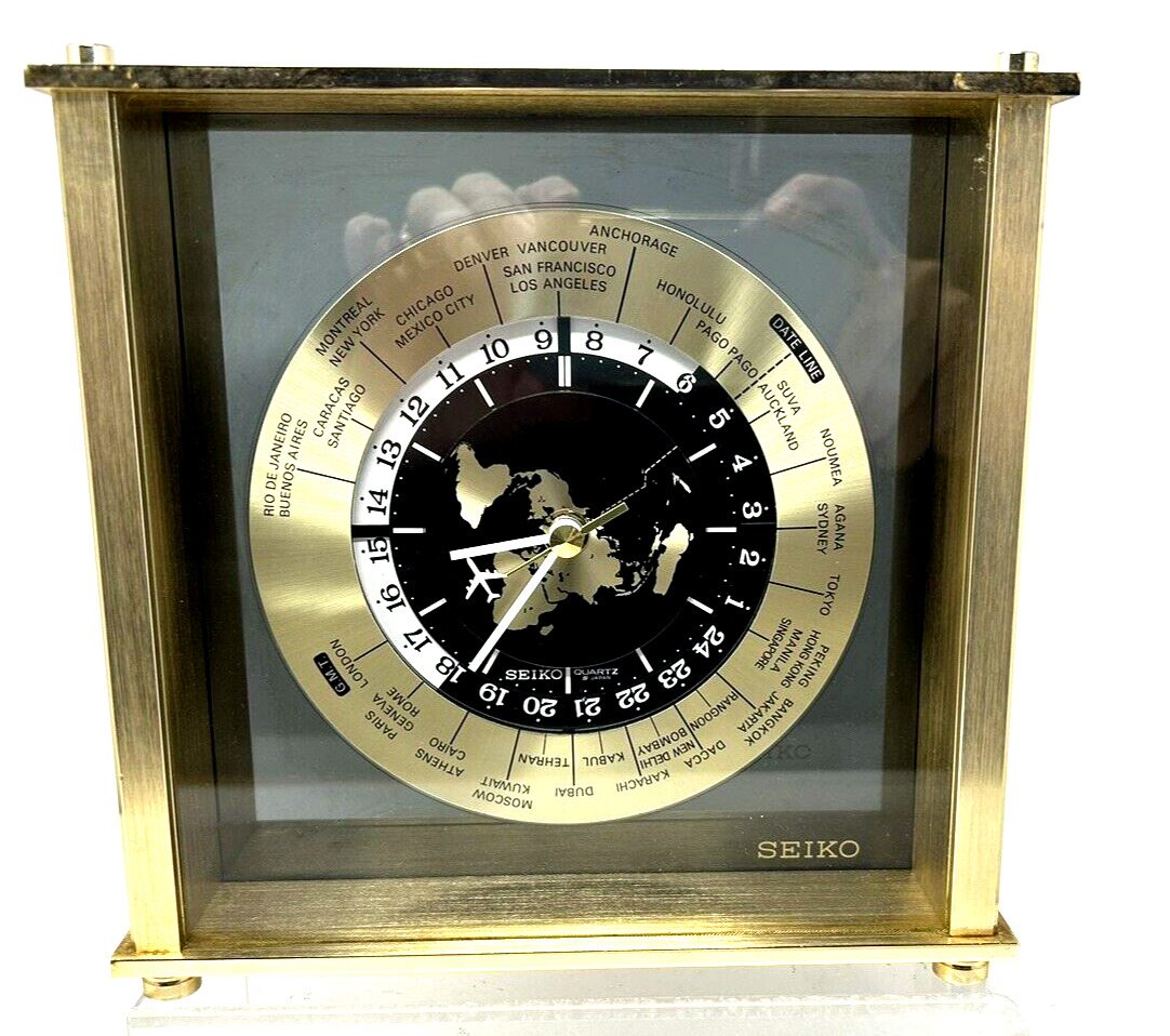 Vintage SEIKO Quartz World Time Zone Clock With Airplane Second Hand