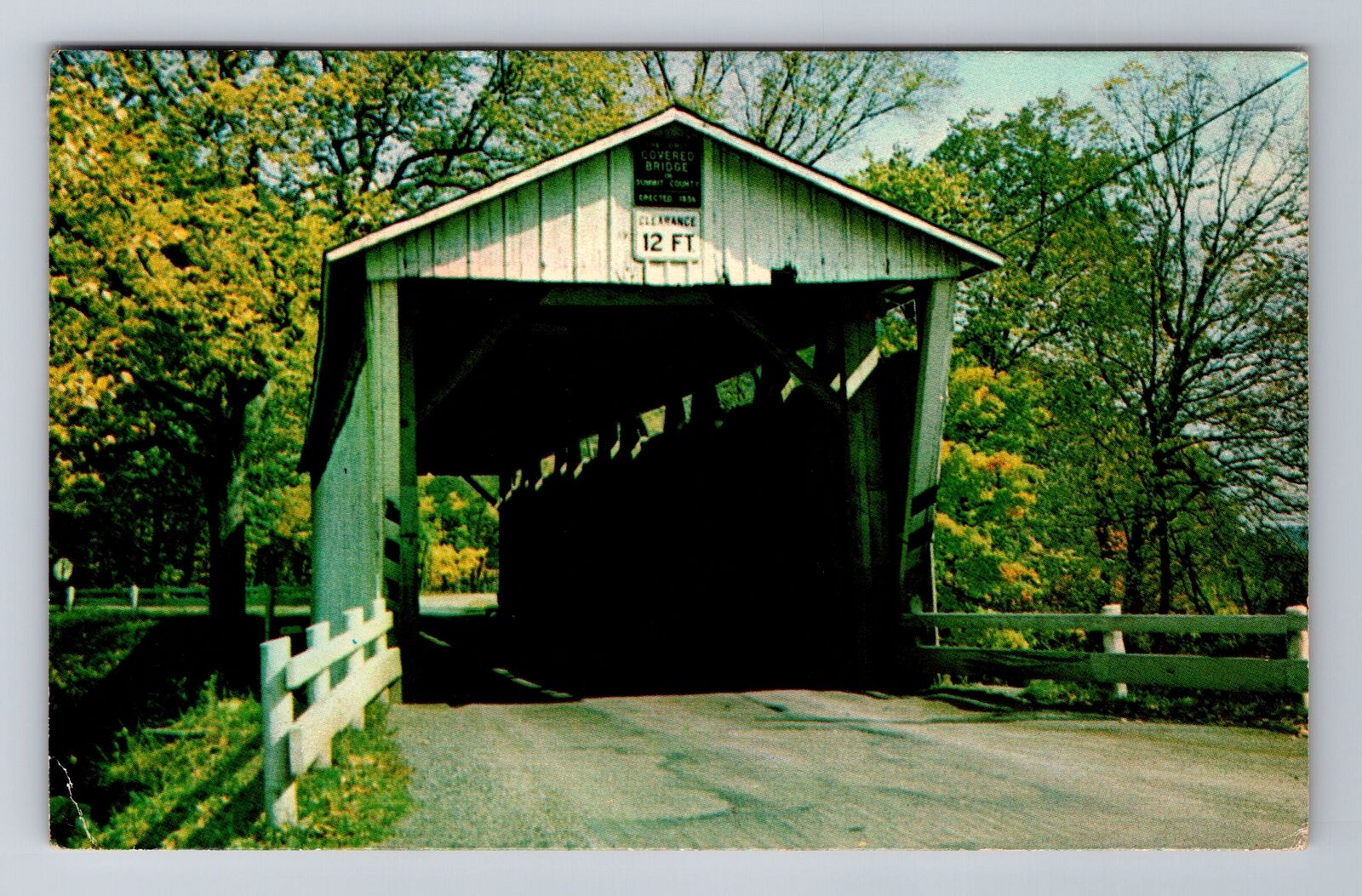 Boston Township OH-Ohio, Everett Road Covered Bridge, Vintage Souvenir Postcard