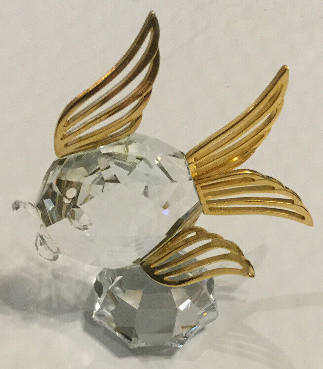 Vintage Preciosa Crystal Fish With Metal Fins 3.5” Mint with Original Box No COA