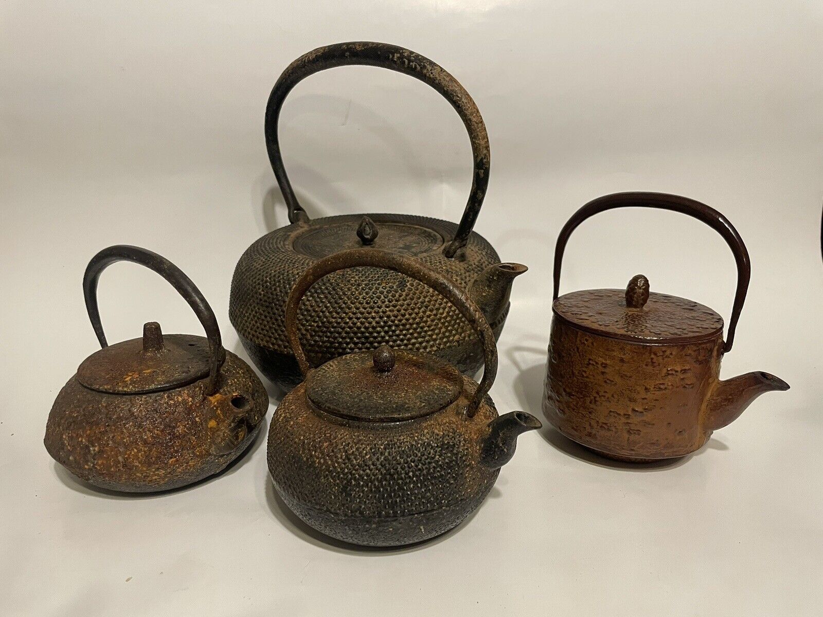 Lot Of 4 Japanese Tetsubin Cast Iron Teapot Tea Kettle Nanbu Testsu Rust