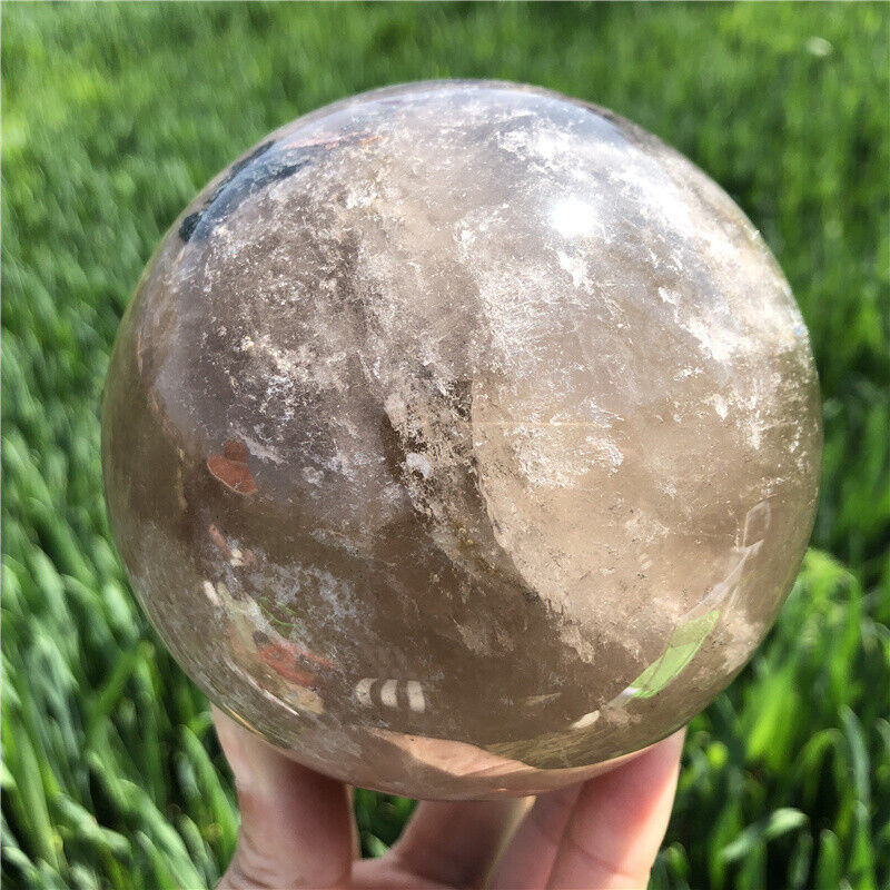 3.26lb Natural Tea-Coloured Quartz Sphere Crystal Energy Ball Reiki Healing Gem
