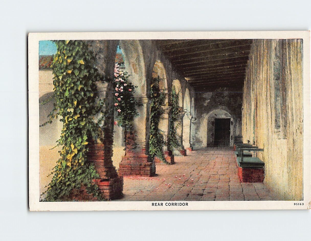 Postcard Rear Corridor, Mission San Juan Capistrano, California