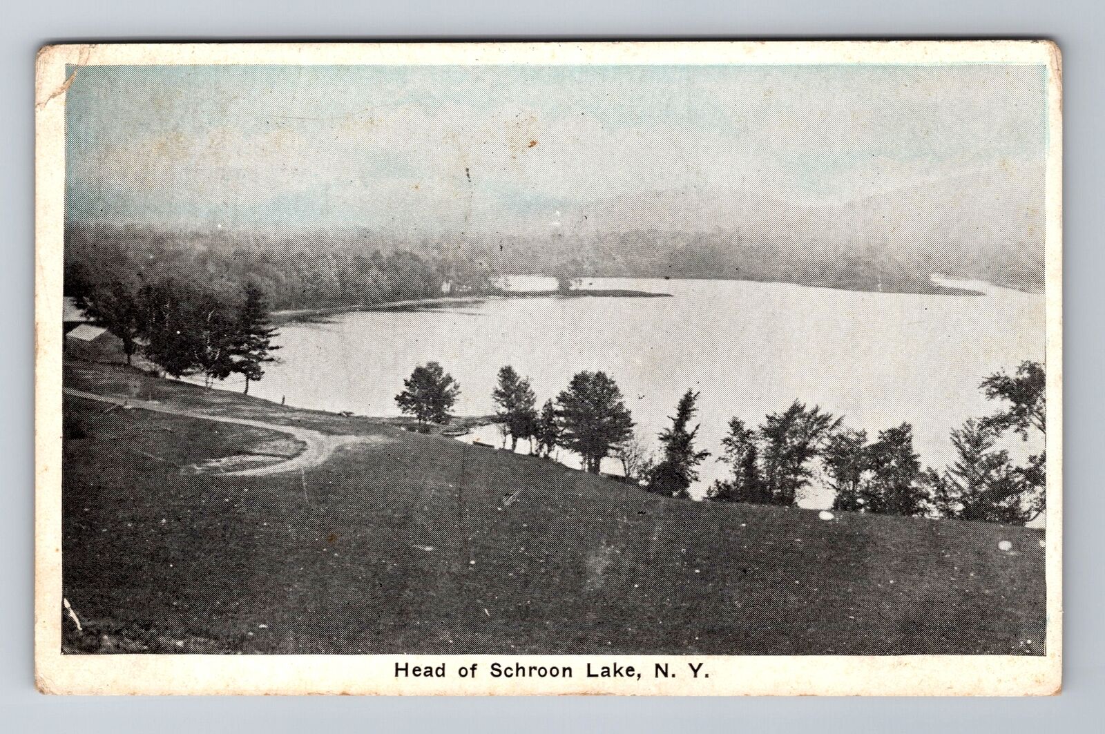 Schroon Lake NY-New York, Bird's Eye Scenic Lake View, Vintage c1922 Postcard