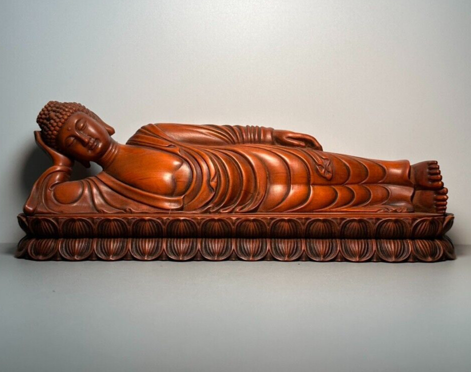 Chinese handmade Natural Boxwood Wood Carving Statue Exquisite Wooden Sculpture