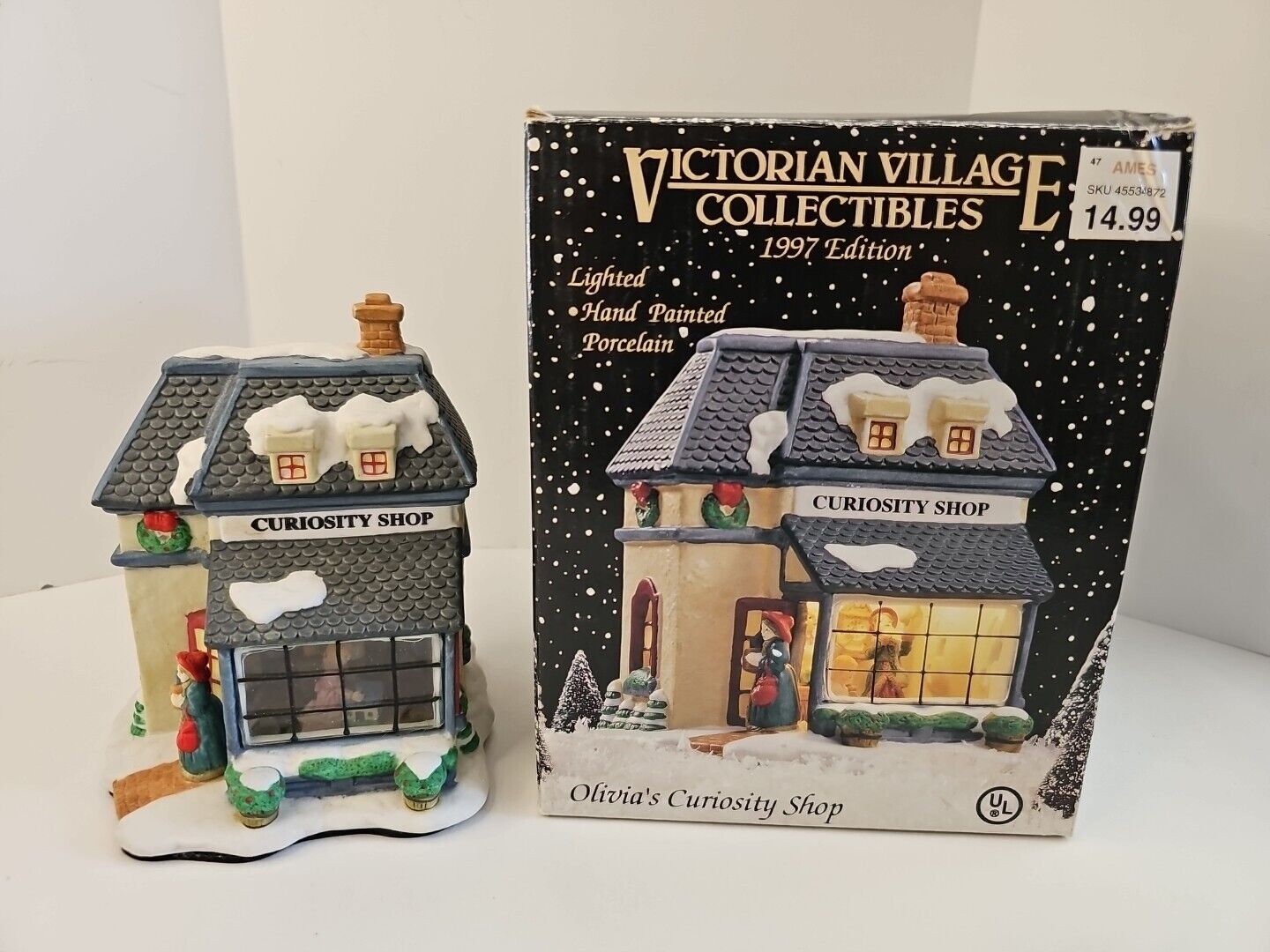 VTG 1997 Victorian Village Christmas Village Olivia's Curiously Shop Holiday