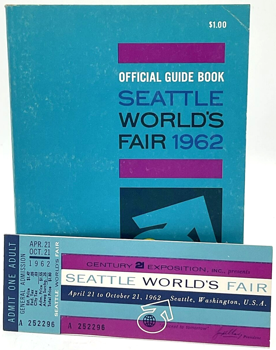 1962 Seattle World’s Fair Guide Book & Unused Admission Ticket Century 21