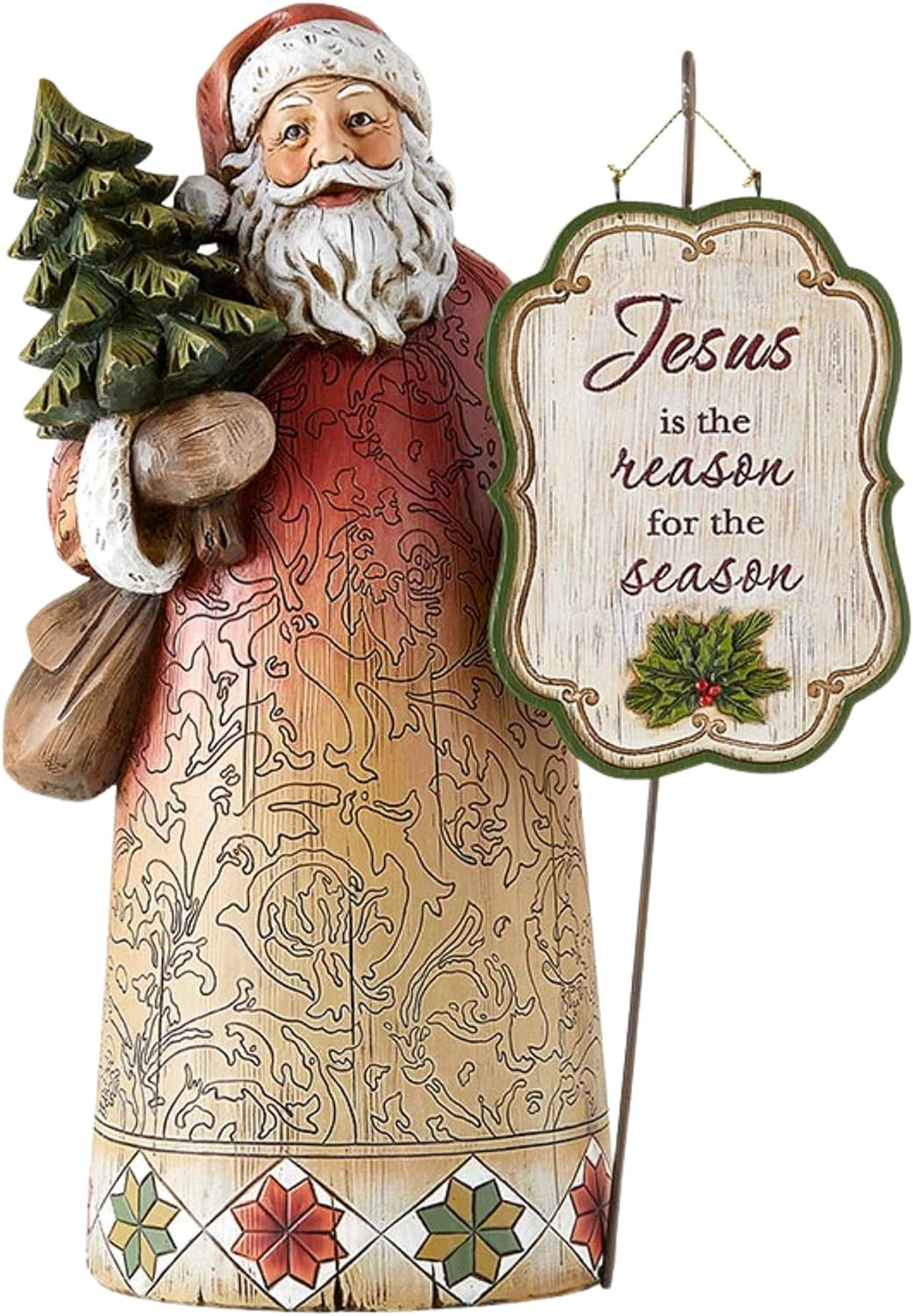 Joyful Jesus Is the Reason for the Season Santa Claus Figurines, Full Color the 