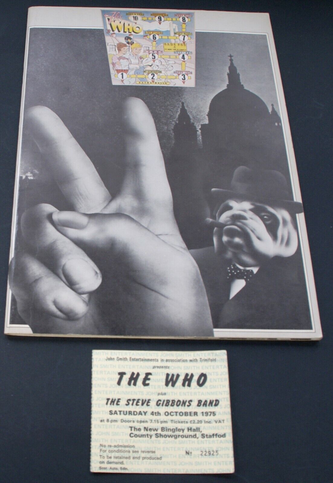 The Who The Steve Gibbons Band Programme + Ticket By Numbers Tour Bingley 1975