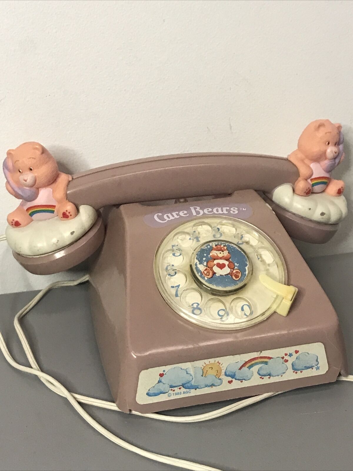 Vintage Care Bears Pink Rotary Phone 1983 American Greetings SOLD AS IS