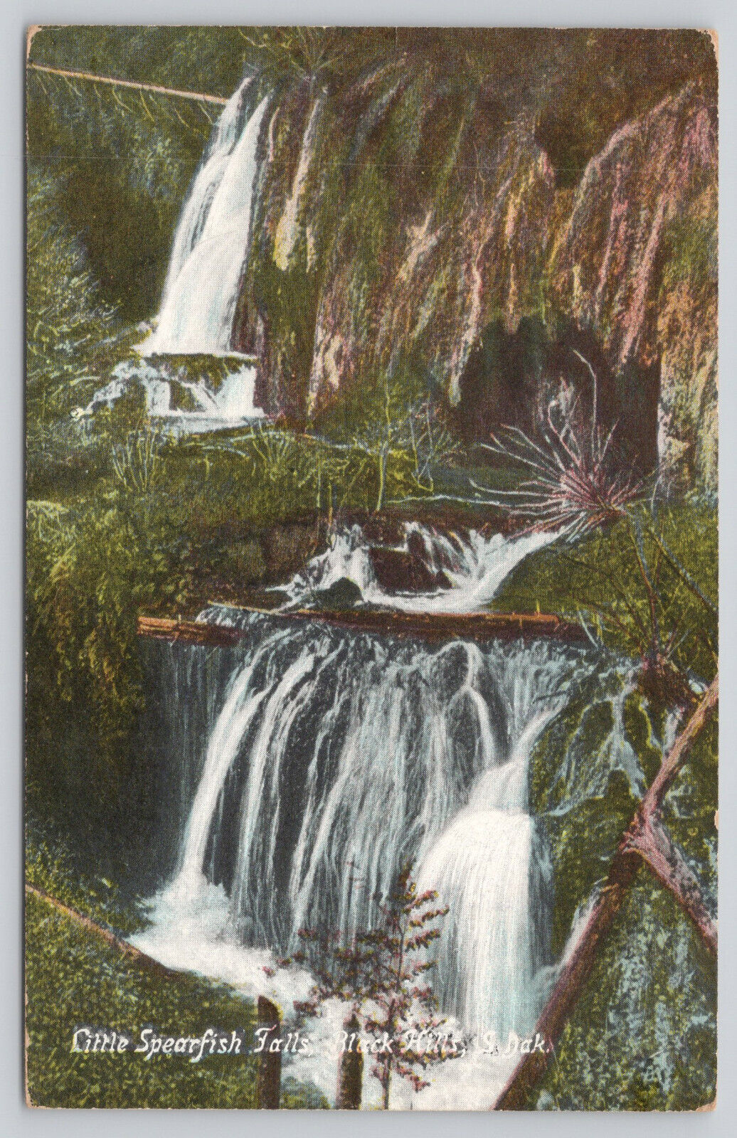 Postcard Little Spearfish Falls Black Hills South Dakota Posted 1909 (856)