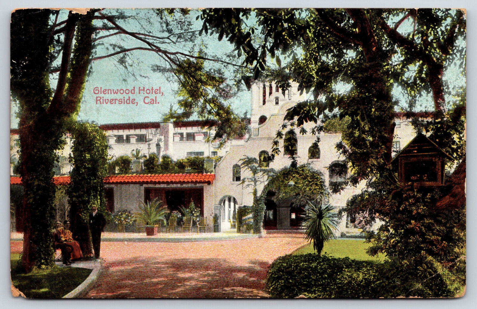 Original Old Vintage Postcard Glenwood Hotel Riverside California USA 1907