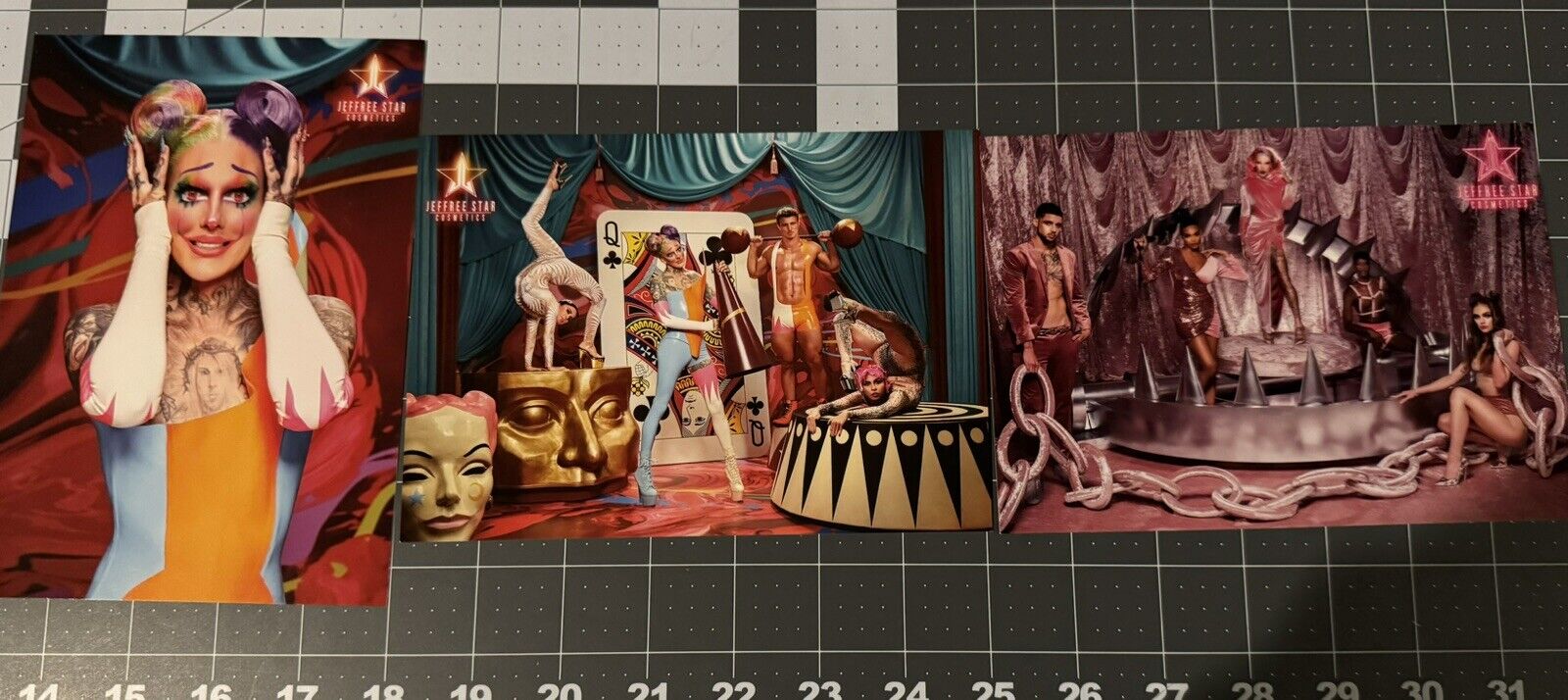 3 Pc Lot. Jeffree Star Cosmetics Velvet Trap/Psychadelic Circus Postcards