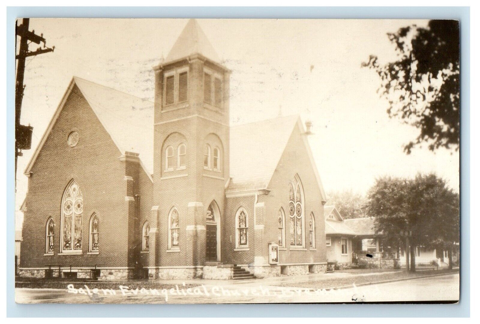 1908 Salem Evangelical Church Bremen Indiana IN RPPC Photo Antique Postcard