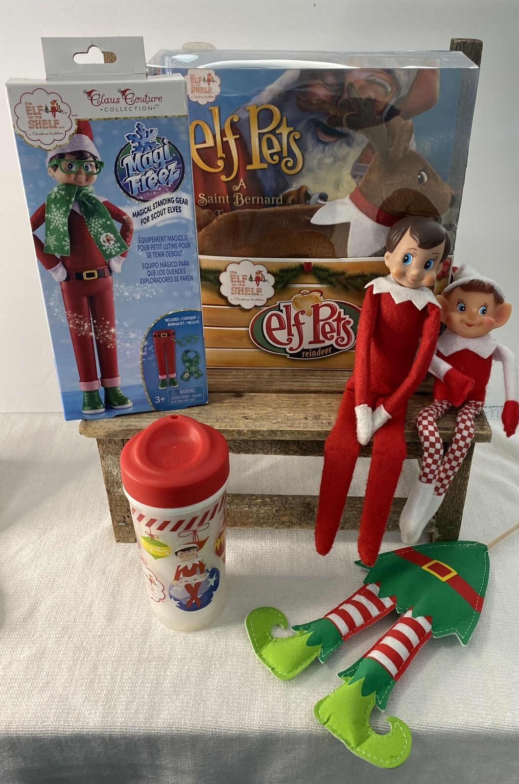 (Lot Of 6)Elf On The Shelf Giant Bundle (Figurines, Books, Elf, Reindeer )