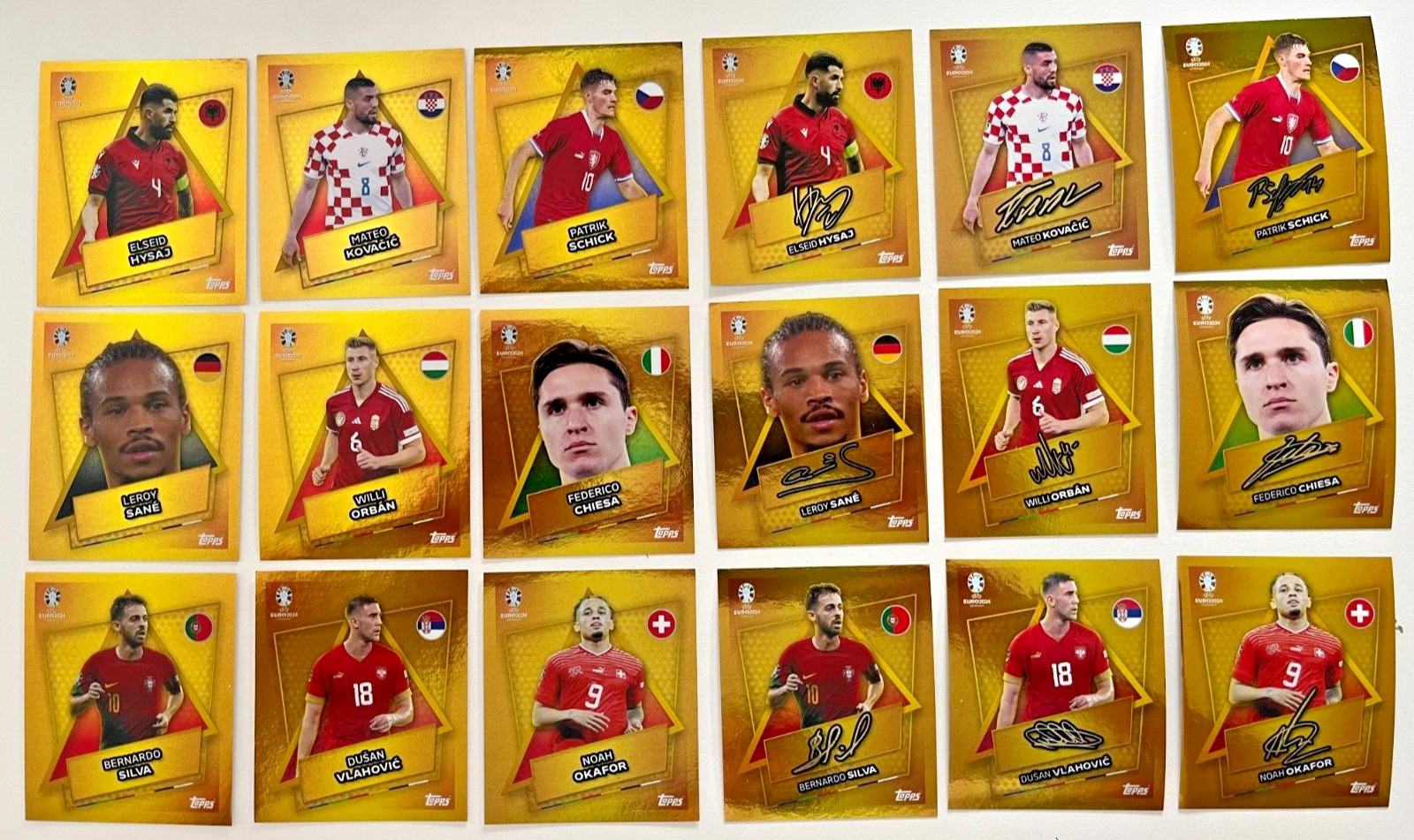 Topps UEFA EURO EM 2024- 18 verschiedene GOLDEN Signature STAR PLAYER SP-Sticker