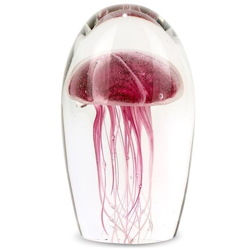 Dynasty Gallery Large Blown Glass Magenta Glow in the Dark Jellyfish Paperweight