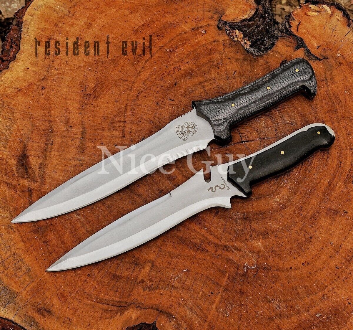 Jack Krauser's Knife and RE4 Leon Kennedys Handmade Spring Steel Technical Knive
