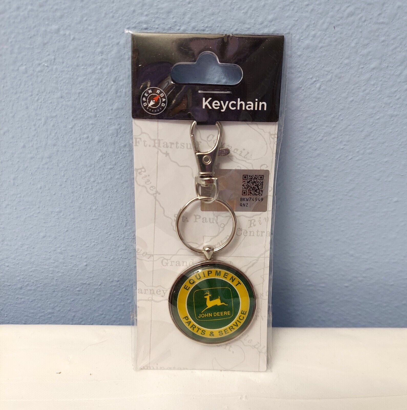 JOHN DEERE Equipment Logo Key Chain w/ clip, Green Logo key ring