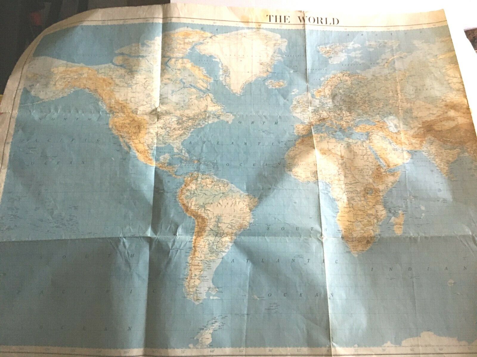 1937 NELSON DOUBLEDAY Around the World Map Pre-WWII Large Wall Map 26\
