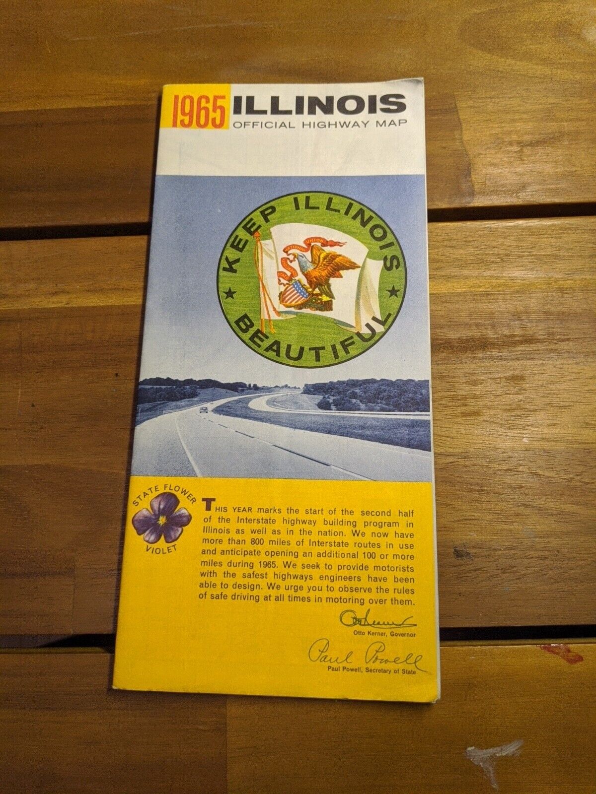 Vintage 1965 Illinois Official Highway Map Travel Brochure
