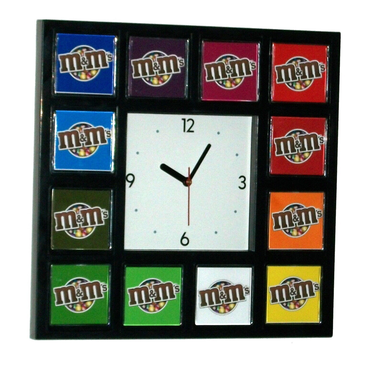 M&Ms candy color wheel peanut butter variety Clock with 12 pictures