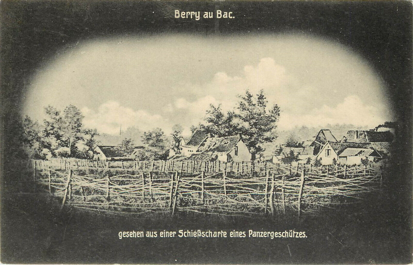 WWI Postcard Berry au Bac Geshen aus einer Schiesscherie eines Panzergeschutzes