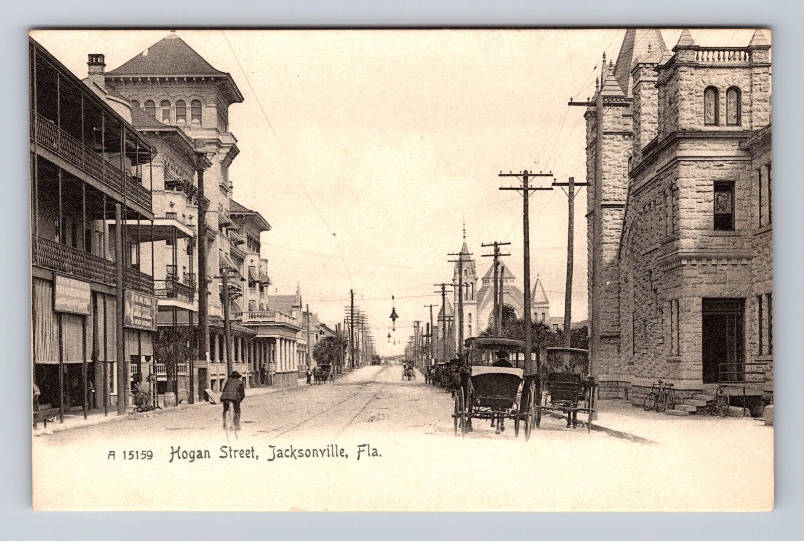 Jacksonville FL-Florida, Hogan Street, Antique Souvenir Vintage Postcard