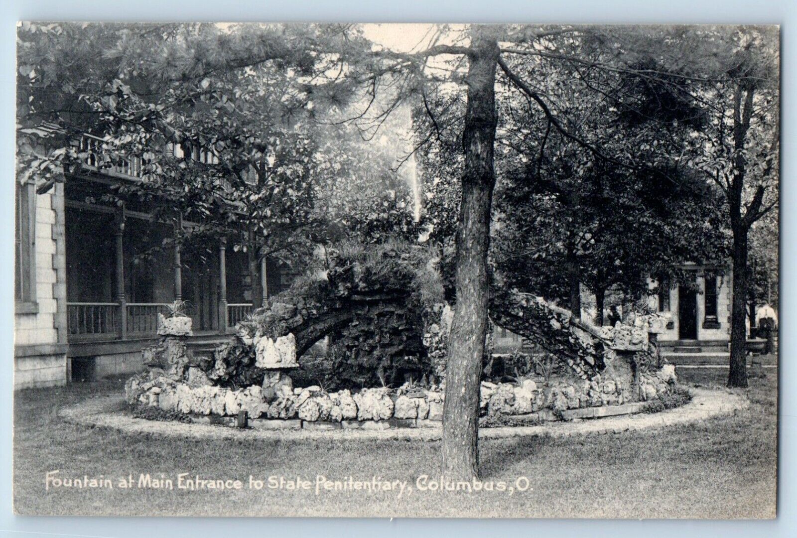 Columbus Ohio OH Postcard Fountain Main Entrance State Penitentiary 1905 Antique