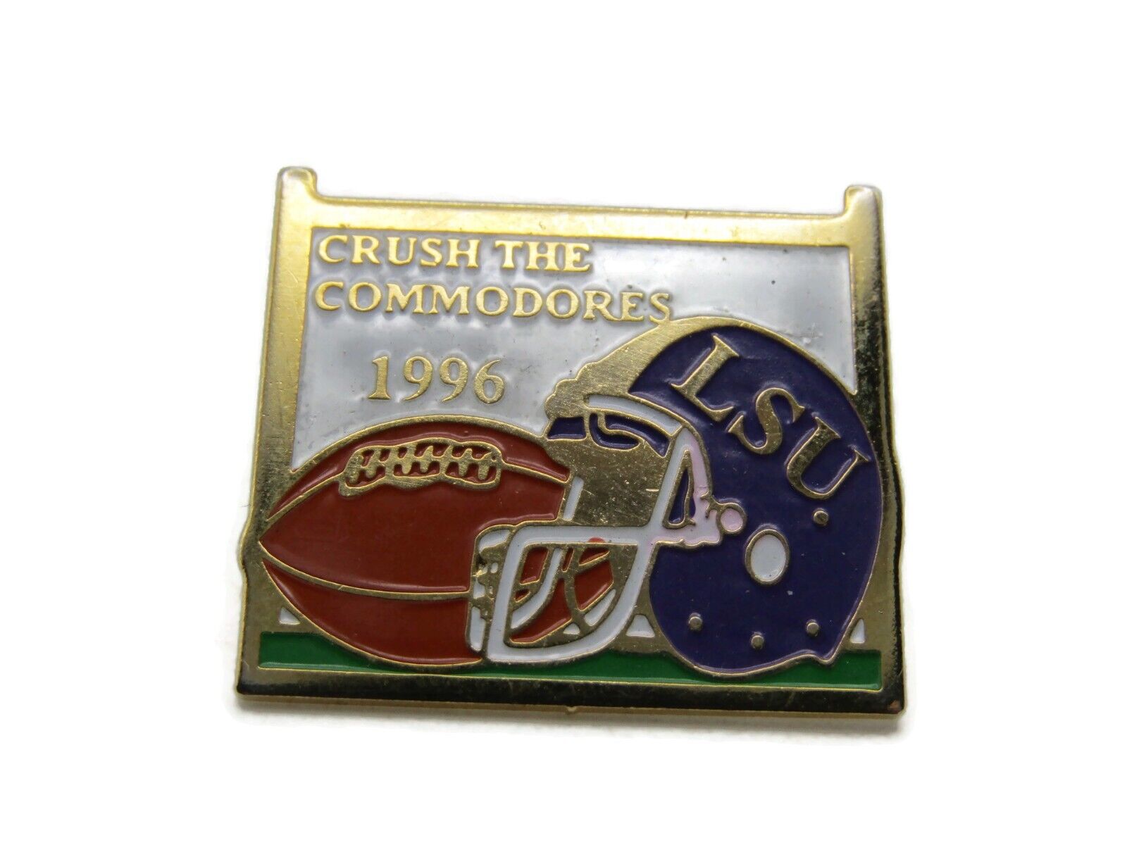 LSU 1996 Crush The Commodores Football Pin Gold Tone