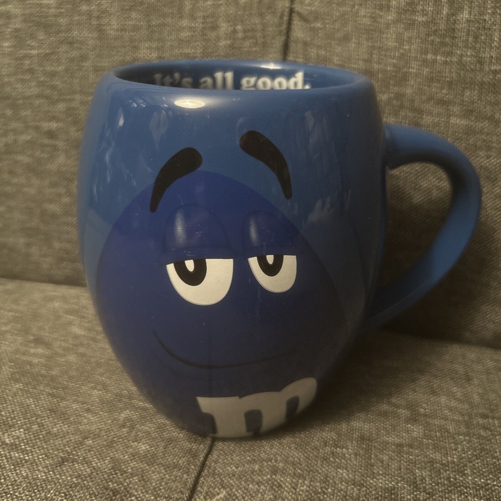 BLUE M&M World MM Coffee Mug Cup IT'S ALL GOOD Candy Character 2016 Rare