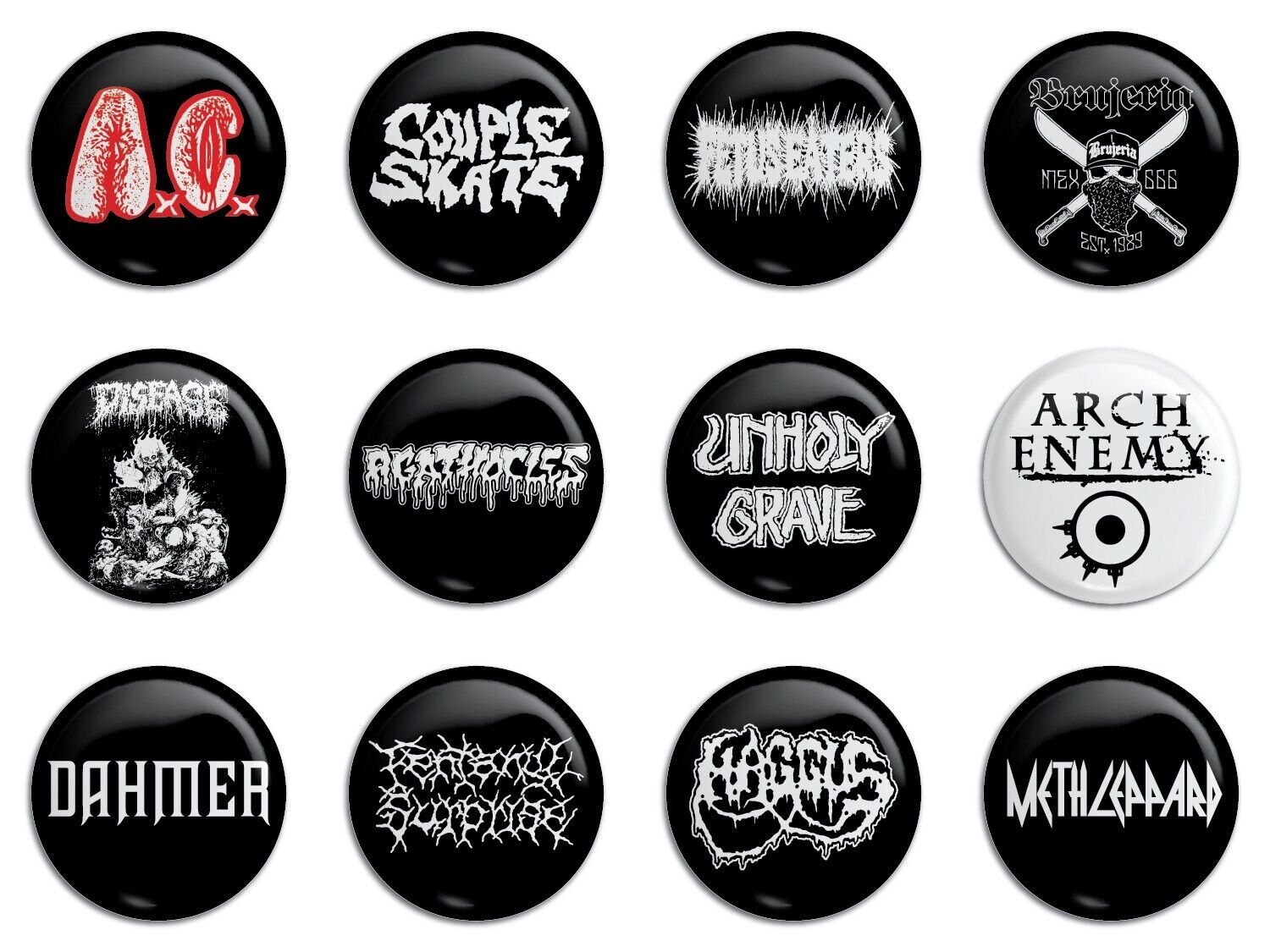 Grindcore Punk Buttons Pins Pinbacks Pack 2 Haggus, Dahmer, Disease