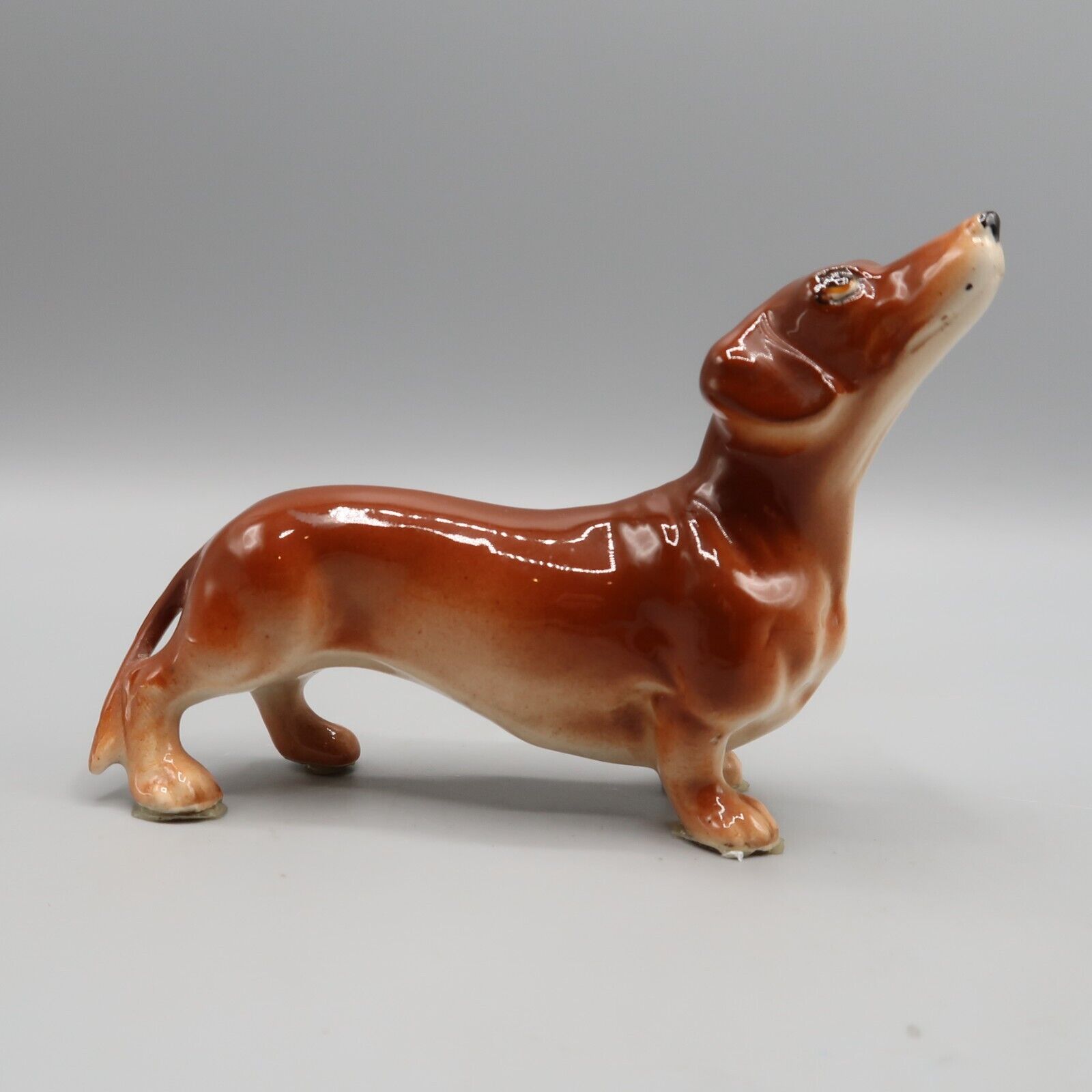 Vintage Dachshund Weiner Dog Puppy Figurine Statue Porcelain Looking up standing