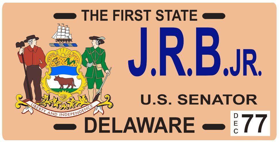 Joe Biden Delaware Senator 1977 replica DE License plate