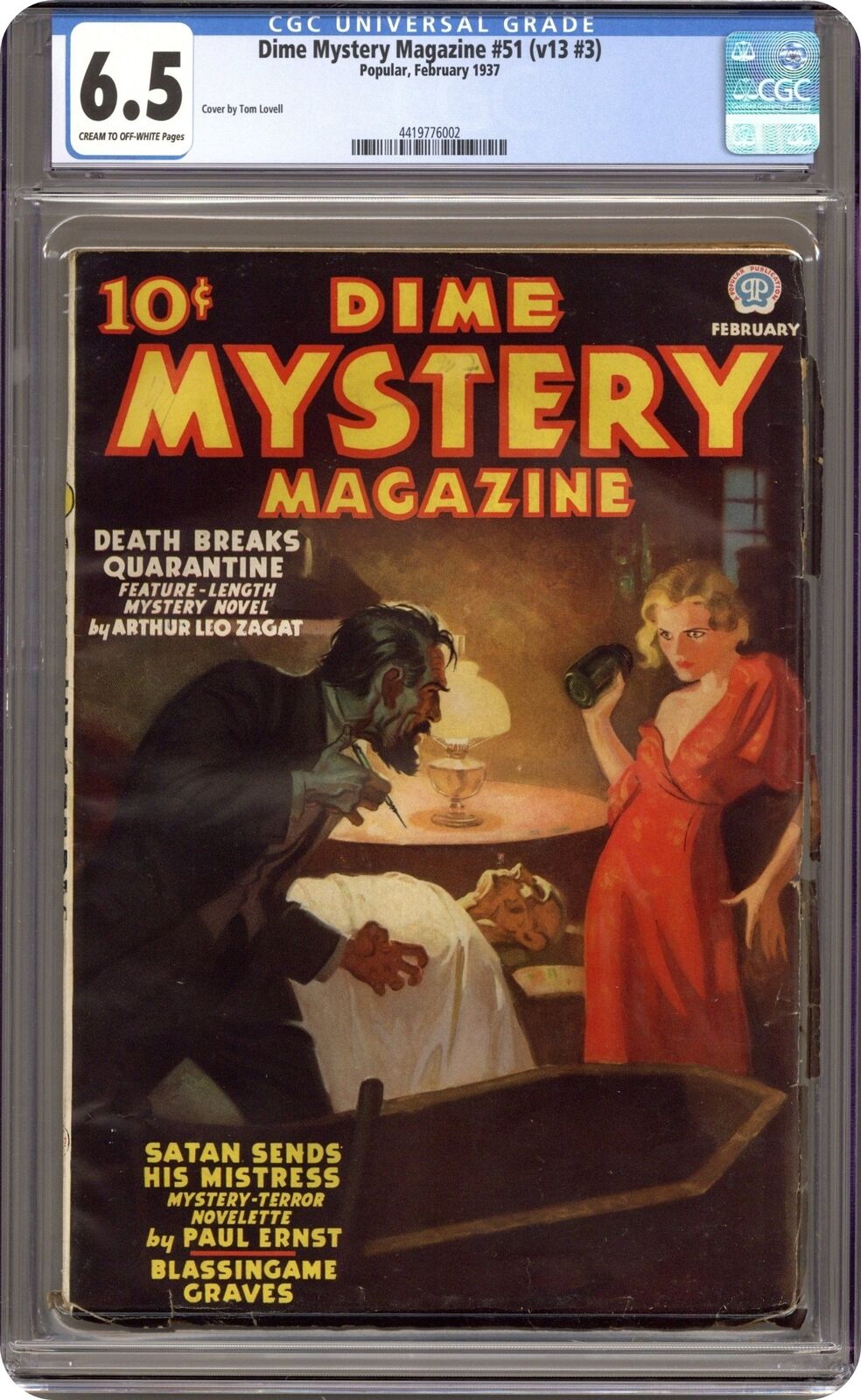 Dime Mystery Magazine Pulp Feb 1937 Vol. 13 #3 CGC 6.5 4419776002