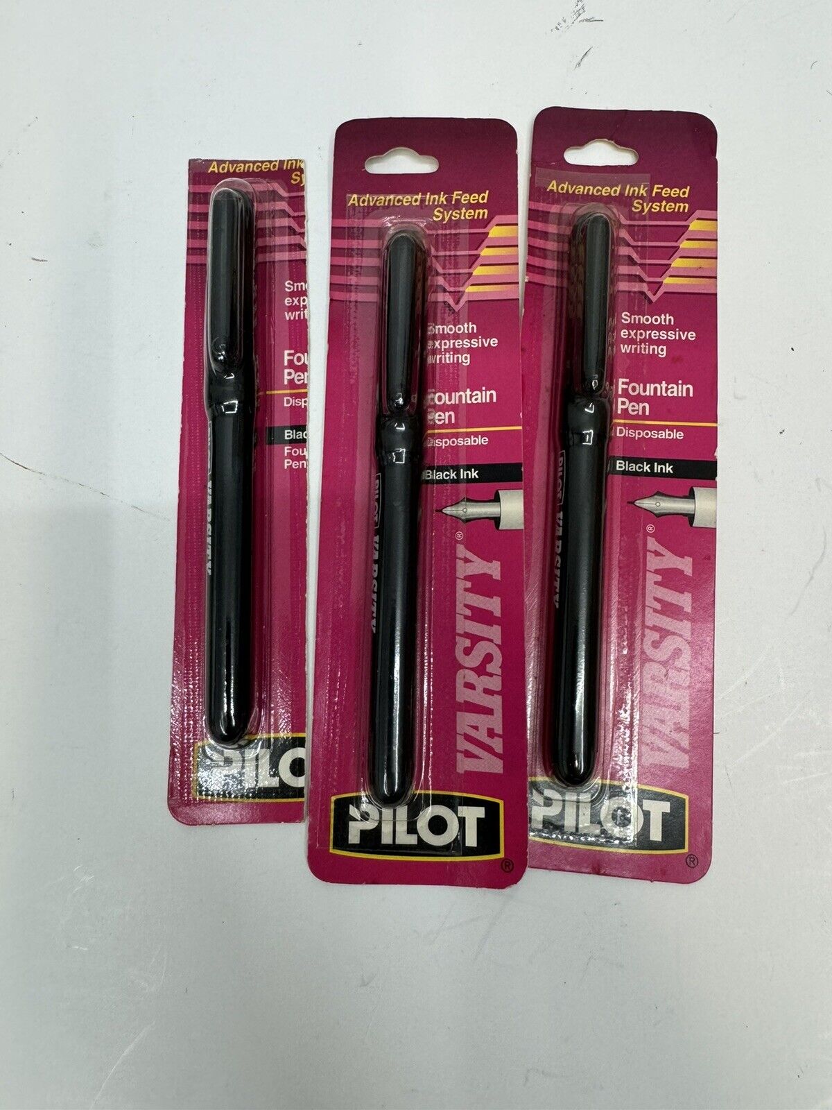 vintage pilot varsity fountain pen black disposable lot of 3