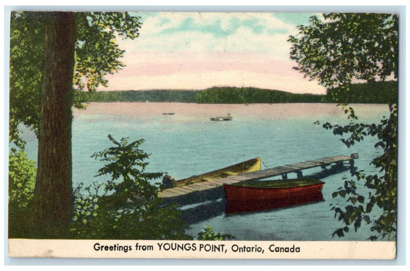 1951 Greetings from Youngs Point Ontario Canada Vintage Posted Postcard