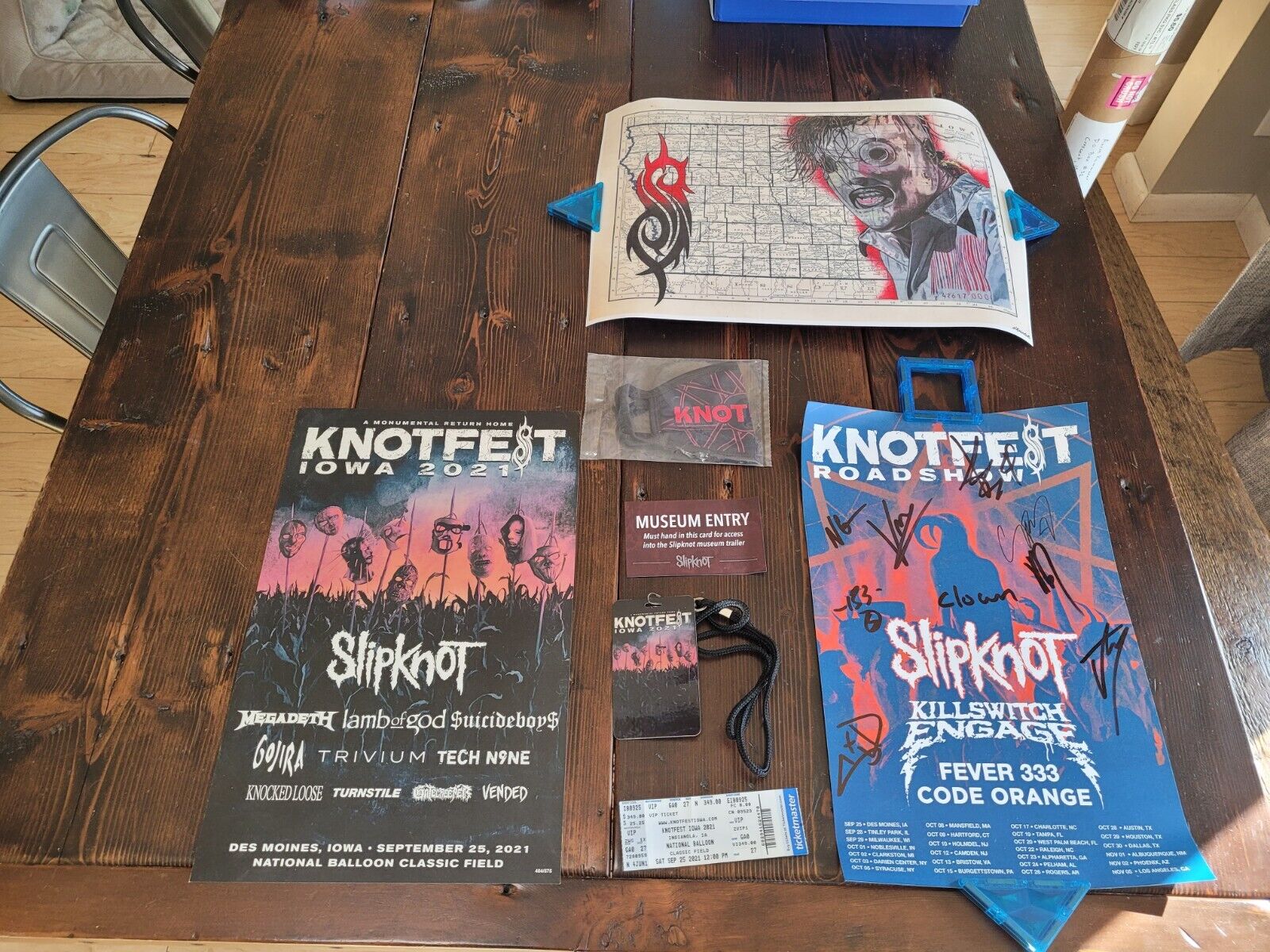 Slipknot Knotfest 2021 Iowa Lot W/ Autographed Poster All Members . 1 Off Pic