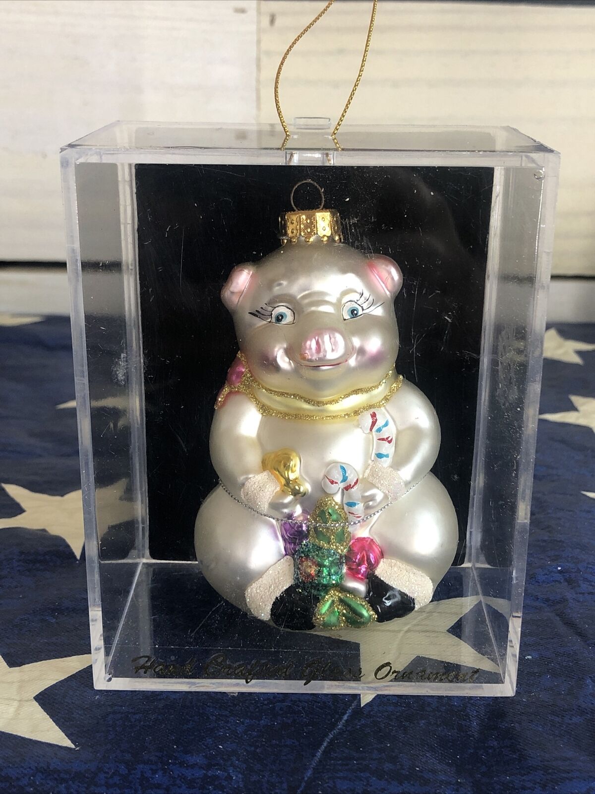 Christopher Radko InspiredBlown Glass Ornament Piggy Christmas Candy Cane