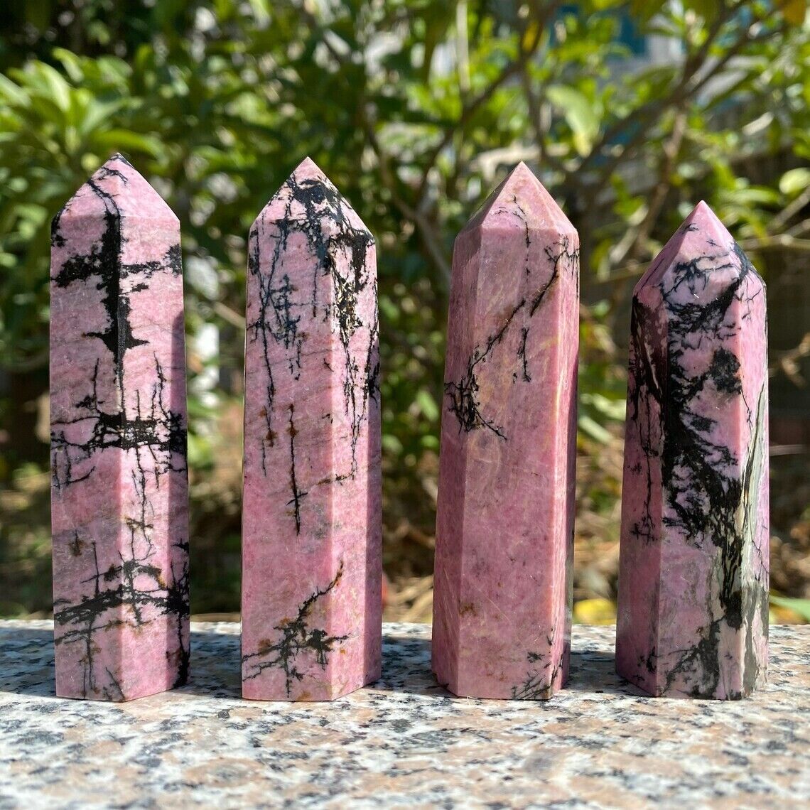 Wholesale Lot 1 Lb Natural Rhodonite Stone Obelisk Tower Crystal Wand Energy