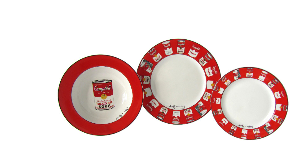 BLOCK ART Andy Warhol  Campbells Soup Porcelain Plate, Side plate & Salad bowl