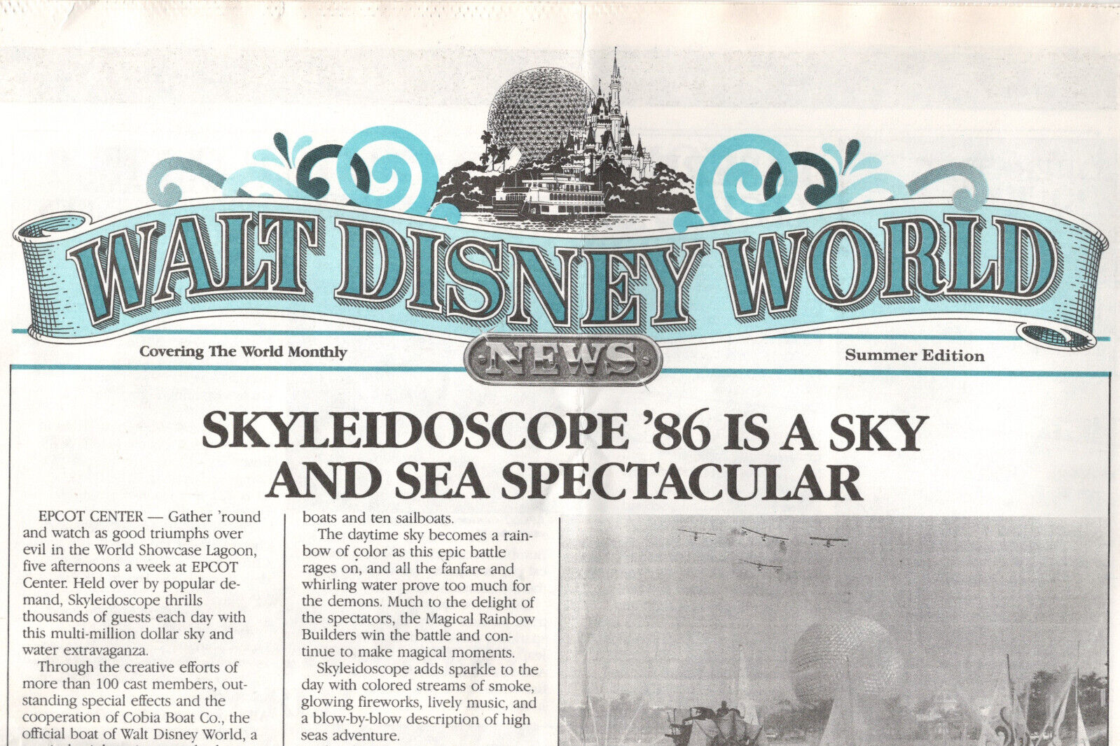 Summer 1986 Walt Disney World NEWS, Epcot Center, Mickey Mouse, River Country