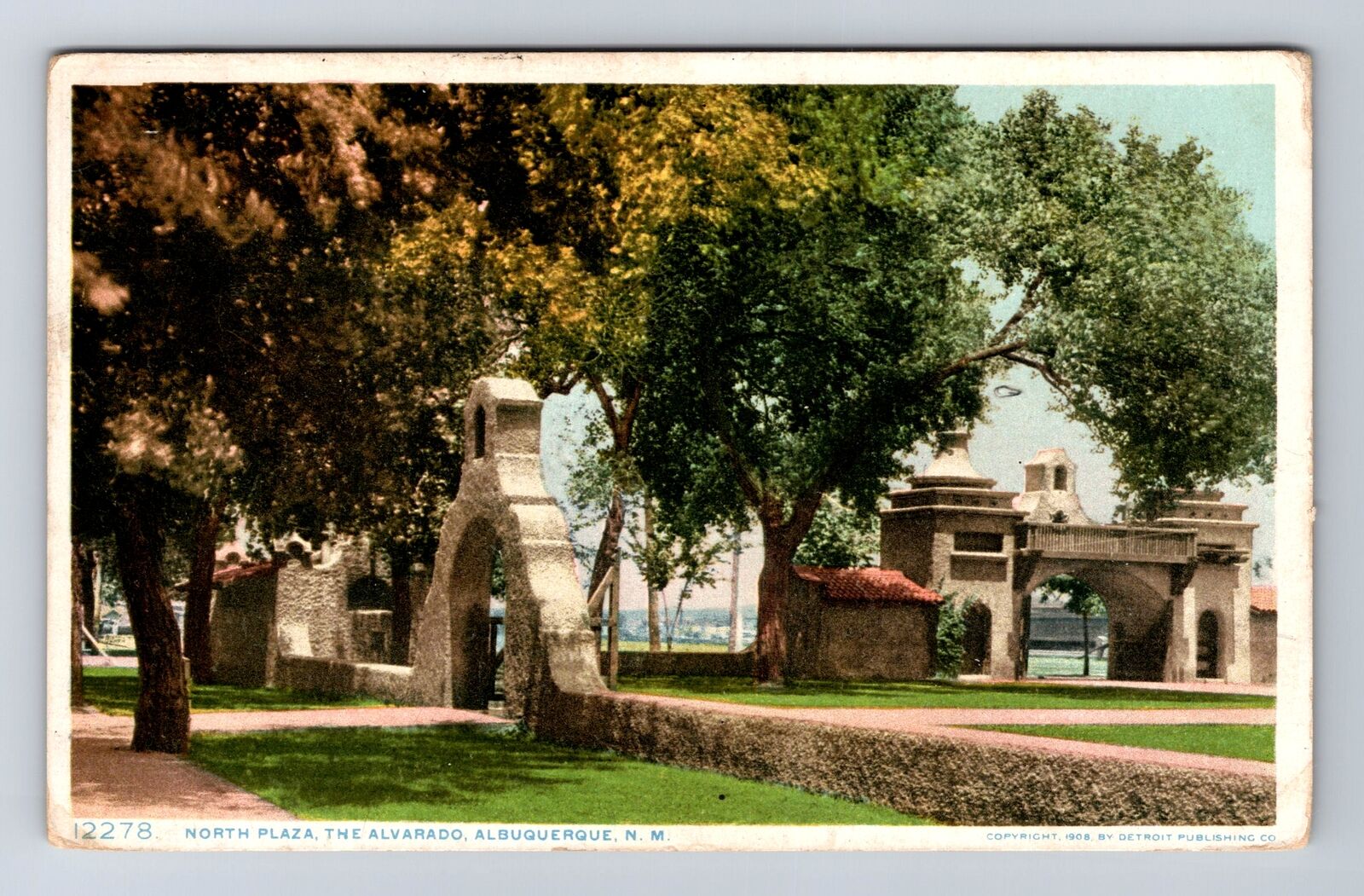 Albuquerque NM-New Mexico, North Plaza the Alvarado, Vintage c1910 Postcard