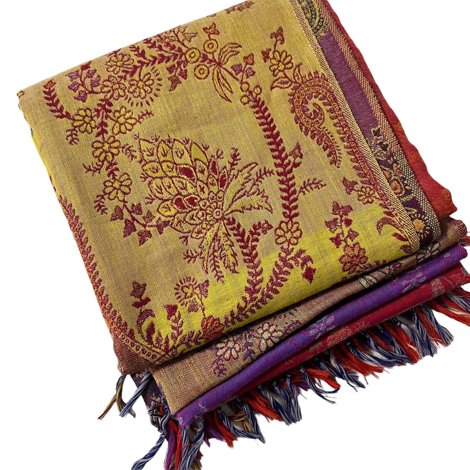 Kashmir Paisley Hand Woven Tablecloth Shawl Made In India
