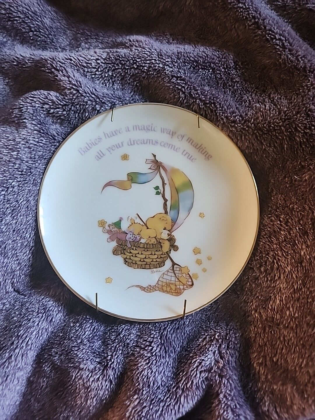 Care Bears Vintage Decorative Plate Funshine Nursery Baby Gift Lasting Memories